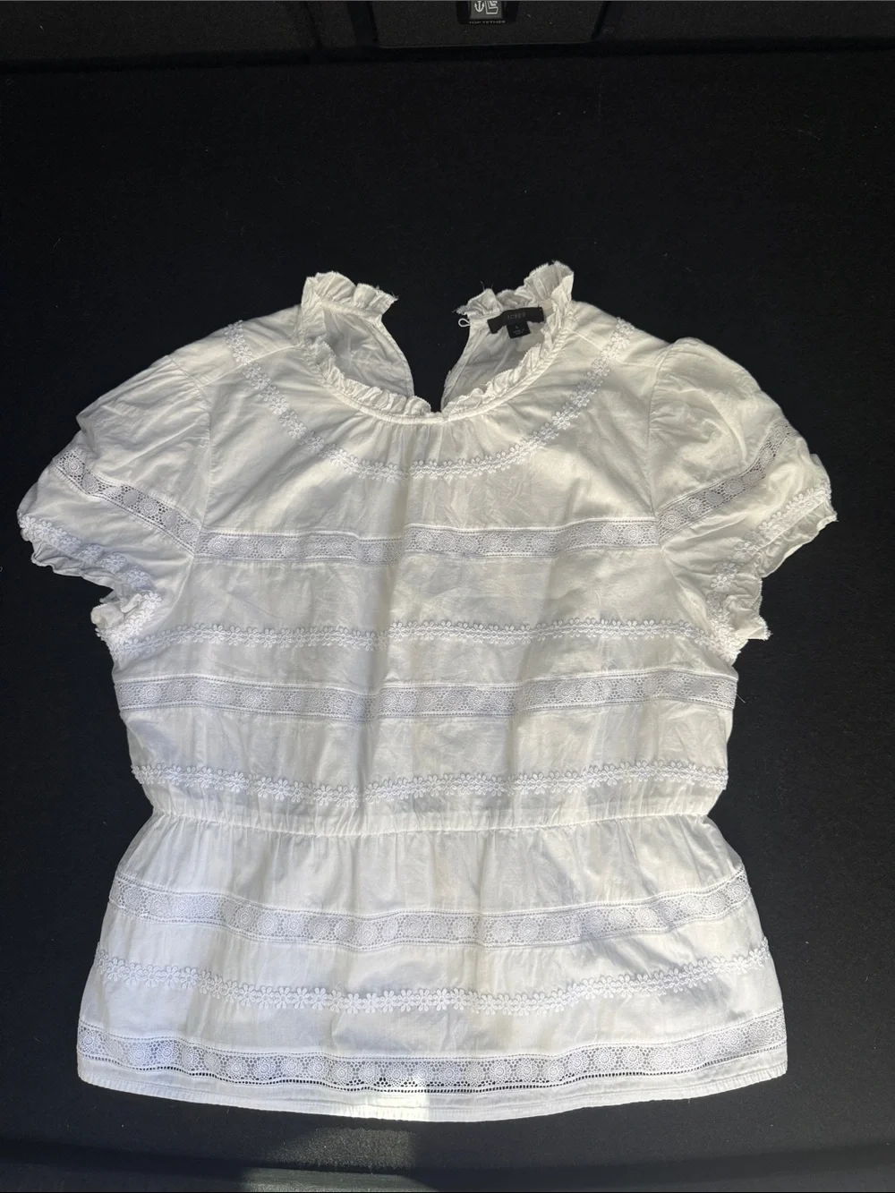J. Crew White Lace-Trim Peasant Blouse for women